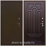 Непромерзающие входные двери, Дверь входная железная уличная для загородного дома Армада Термо Молоток коричневый/ ФЛ-58 Венге с панелями МДФ